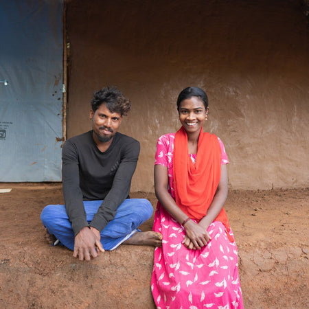 Vijeesh and Gopika in front of their Structure in Kerala, 2020. 